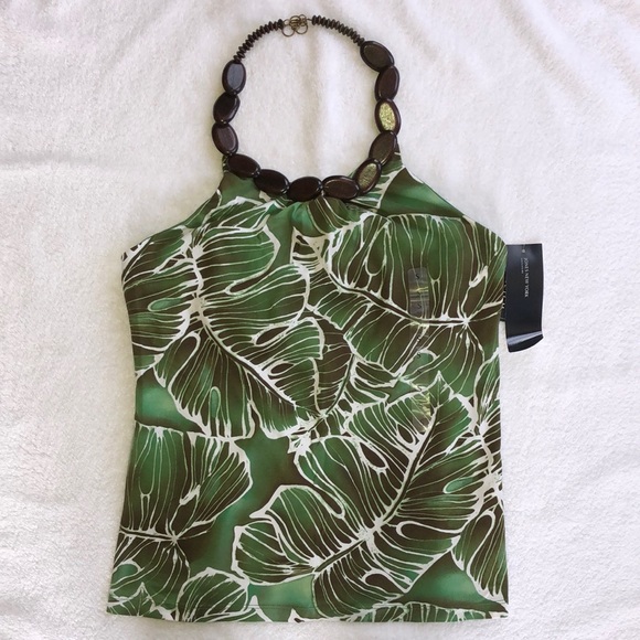 NWT Jones New York Palm Print Halter Top - Picture 1 of 10